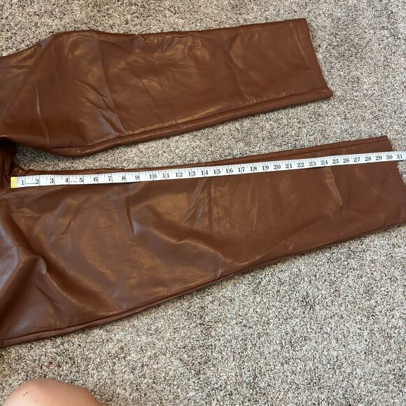 EUC Wilfred Aritzia Melina Pants Soft Vegan Leather Cognac Sz 14 - Picture 11 of 11